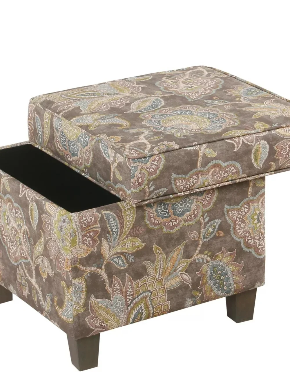 Cole Classics Square Storage Ottoman with Lift Off Top Gray Floral - HomePop